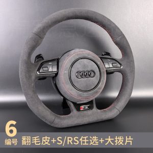 【Audi 頂級客製改裝】RS 運動款全麂皮方向盤（附大撥片）